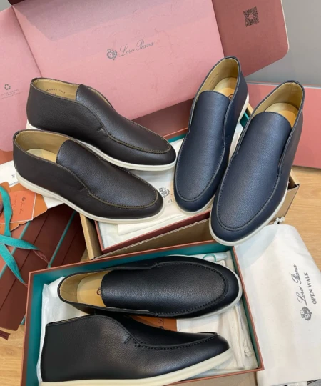 Premium Deer Leather LoroPiana Men's High-Top Loafers with White Sole (3)