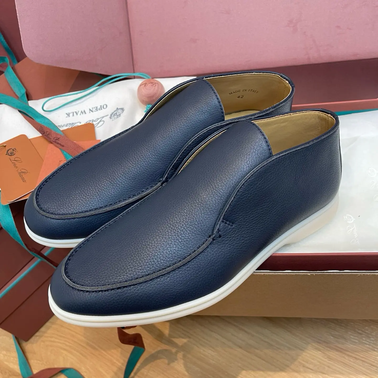 Premium Deer Leather LoroPiana Men's High-Top Loafers with White Sole 6 Premium Deer Leather LoroPiana Men's High-Top Loafers with White Sole (6)