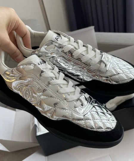 High-quality replica shoes CHANEL Silver German Training Shoes (4)